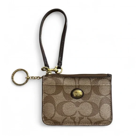 Coach - Brown Wristlet with Gold Accents - Picture 1 of 5